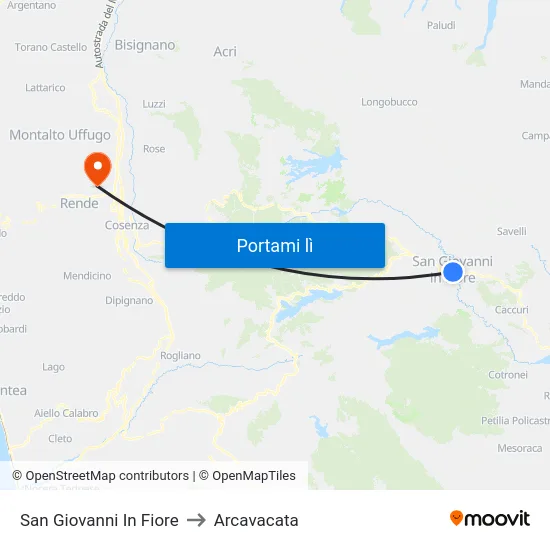 San Giovanni In Fiore to Arcavacata map