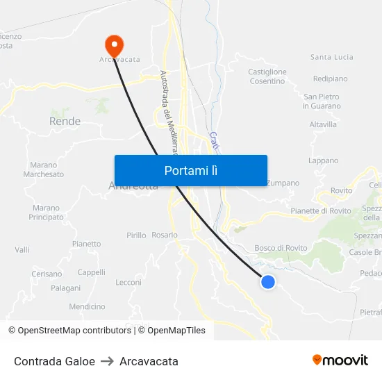 Contrada Galoe to Arcavacata map