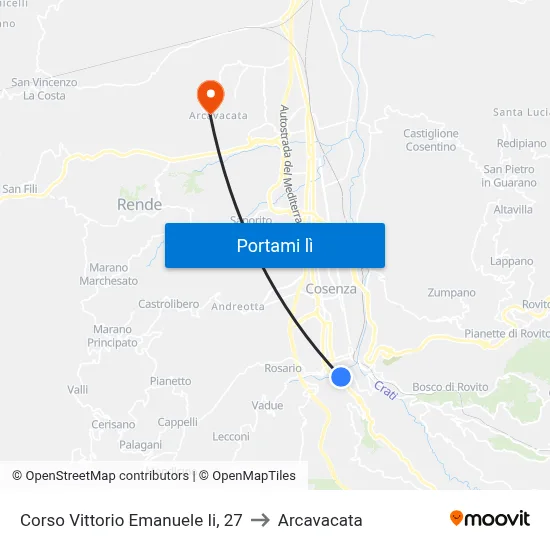 Corso Vittorio Emanuele Ii, 27 to Arcavacata map