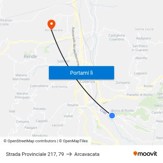 Strada Provinciale 217, 79 to Arcavacata map