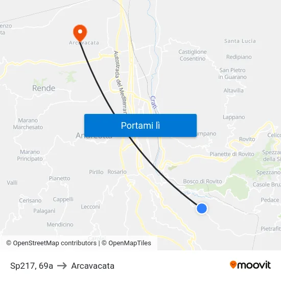Sp217, 69a to Arcavacata map