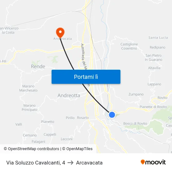 Via Soluzzo Cavalcanti, 4 to Arcavacata map