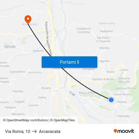 Via Roma, 10 to Arcavacata map
