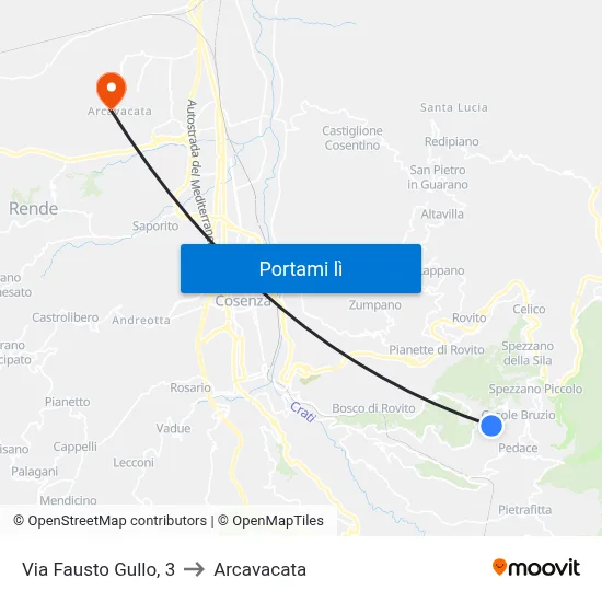 Via Fausto Gullo, 3 to Arcavacata map