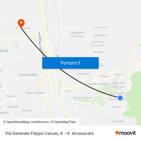 Via Generale Filippo Caruso, 8 to Arcavacata map
