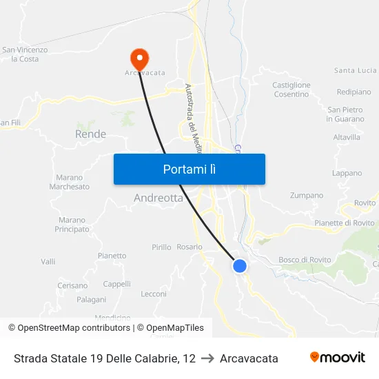 Strada Statale 19 Delle Calabrie, 12 to Arcavacata map