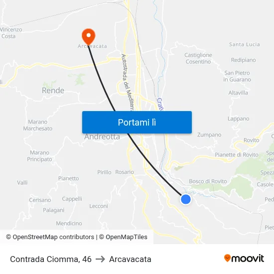 Contrada Ciomma, 46 to Arcavacata map