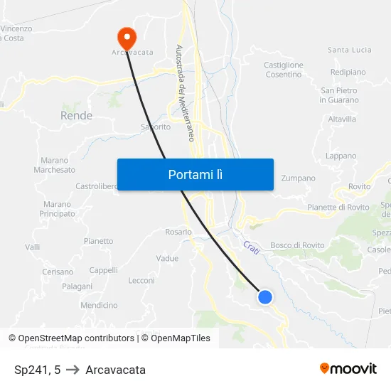 Sp241, 5 to Arcavacata map
