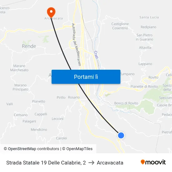 Strada Statale 19 Delle Calabrie, 2 to Arcavacata map