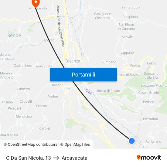 C.Da San Nicola, 13 to Arcavacata map