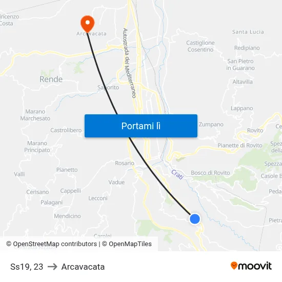 Ss19, 23 to Arcavacata map