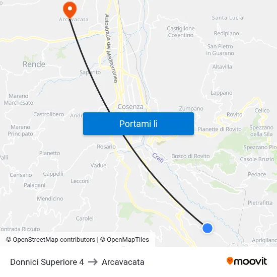 Donnici Superiore 4 to Arcavacata map