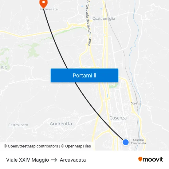 Viale XXIV Maggio to Arcavacata map
