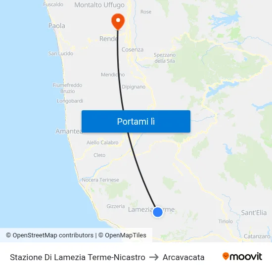 Stazione Di Lamezia Terme-Nicastro to Arcavacata map