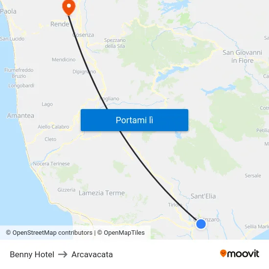 Benny Hotel to Arcavacata map