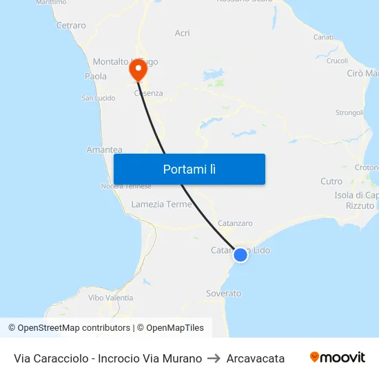 Via Caracciolo - Incrocio Via Murano to Arcavacata map