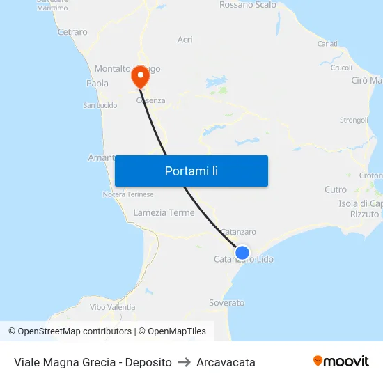 Viale Magna Grecia - Deposito to Arcavacata map