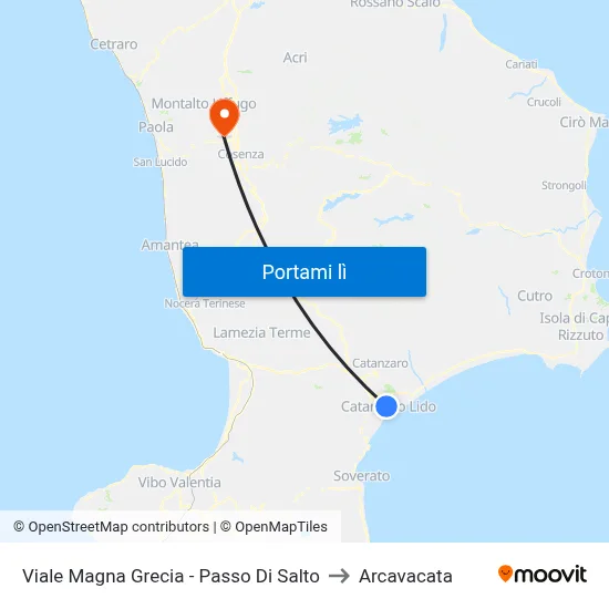 Viale Magna Grecia - Passo Di Salto to Arcavacata map
