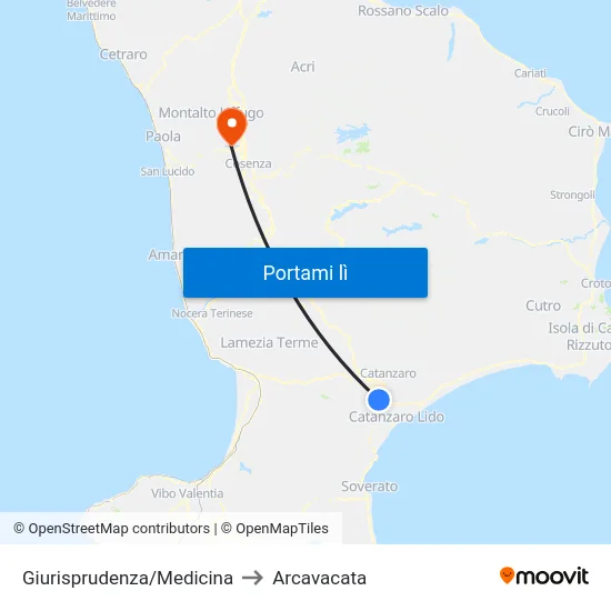 Giurisprudenza/Medicina to Arcavacata map