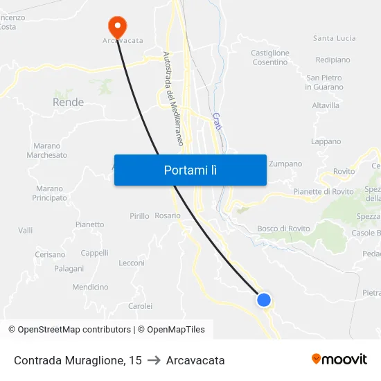 Contrada Muraglione, 15 to Arcavacata map