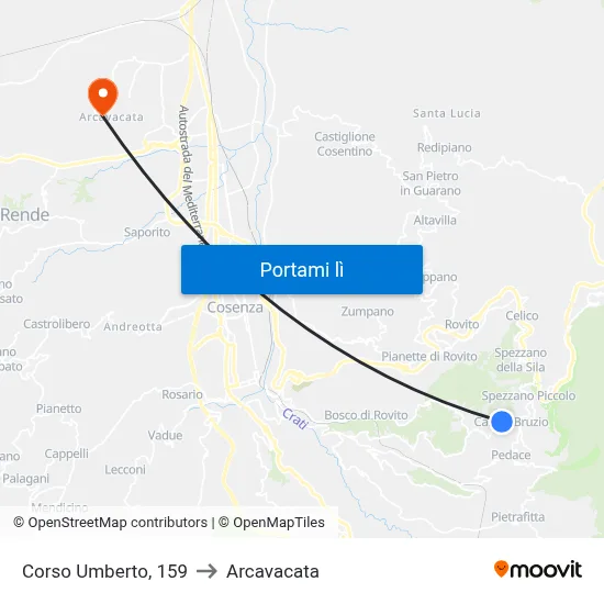 Corso Umberto, 159 to Arcavacata map