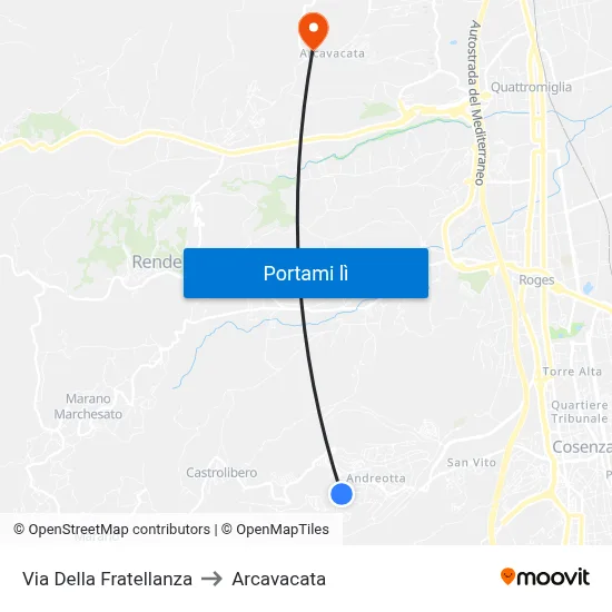 Via Della Fratellanza to Arcavacata map