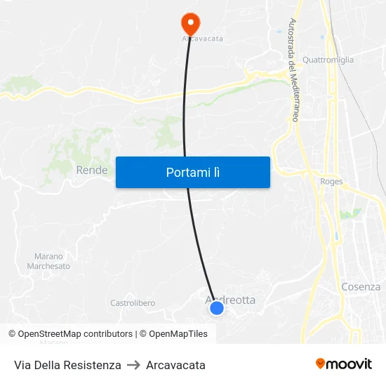 Via Della Resistenza to Arcavacata map