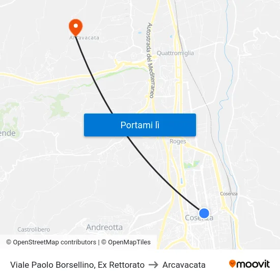 Viale Paolo Borsellino, Ex Rettorato to Arcavacata map