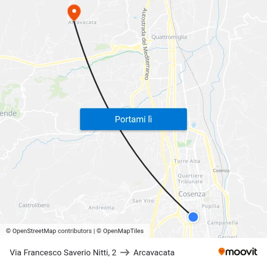 Via Francesco Saverio Nitti, 2 to Arcavacata map