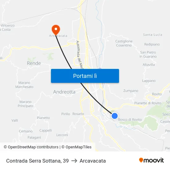 Contrada Serra Sottana, 39 to Arcavacata map