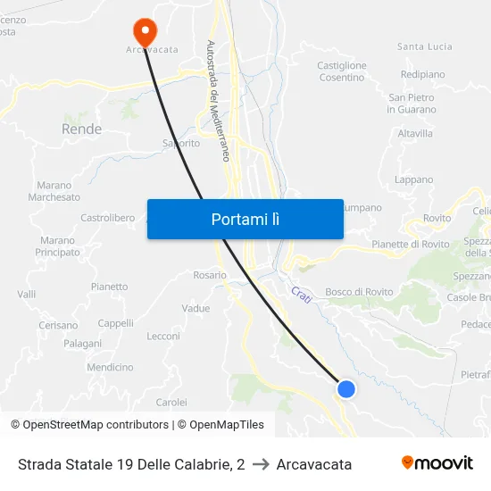 Strada Statale 19 Delle Calabrie, 2 to Arcavacata map