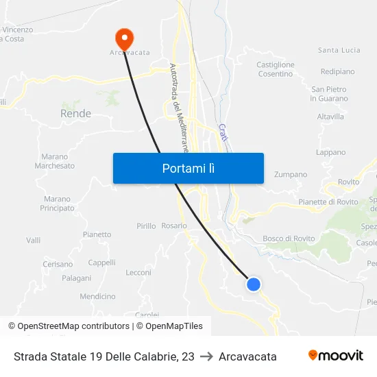 Strada Statale 19 Delle Calabrie, 23 to Arcavacata map