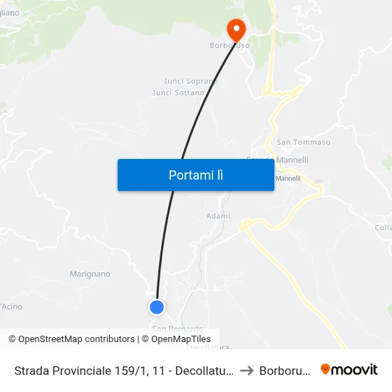 Strada Provinciale 159/1, 11 - Decollatura to Borboruso map