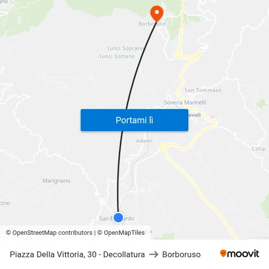 Piazza Della Vittoria, 30 - Decollatura to Borboruso map