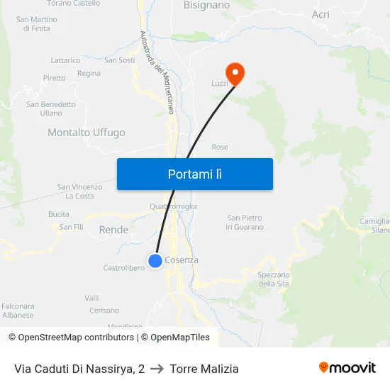 Via Caduti Di Nassirya, 2 to Torre Malizia map