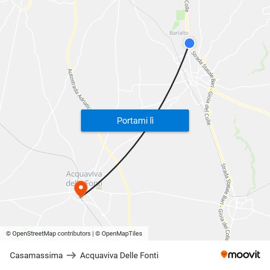 Casamassima to Acquaviva Delle Fonti map