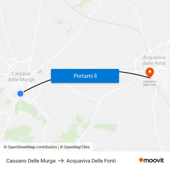 Cassano Delle Murge to Acquaviva Delle Fonti map