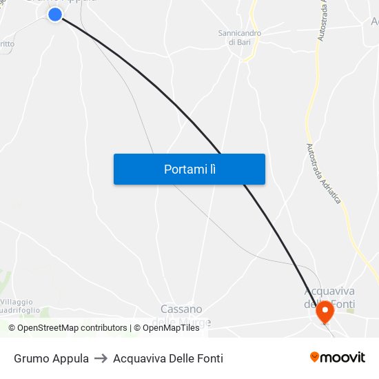 Grumo Appula to Acquaviva Delle Fonti map