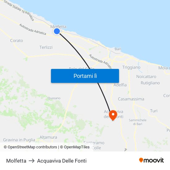 Molfetta to Acquaviva Delle Fonti map