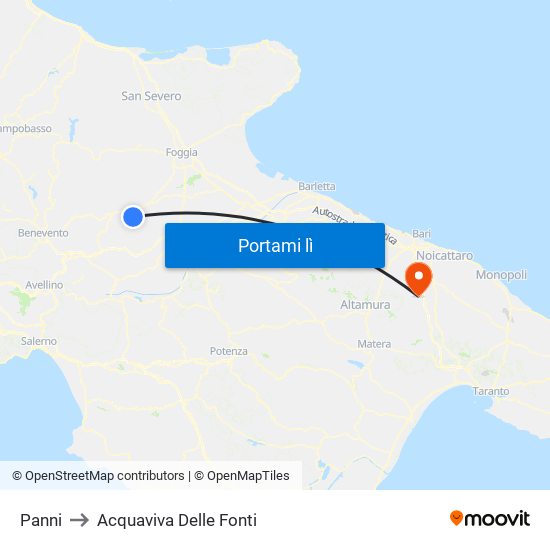 Panni to Acquaviva Delle Fonti map