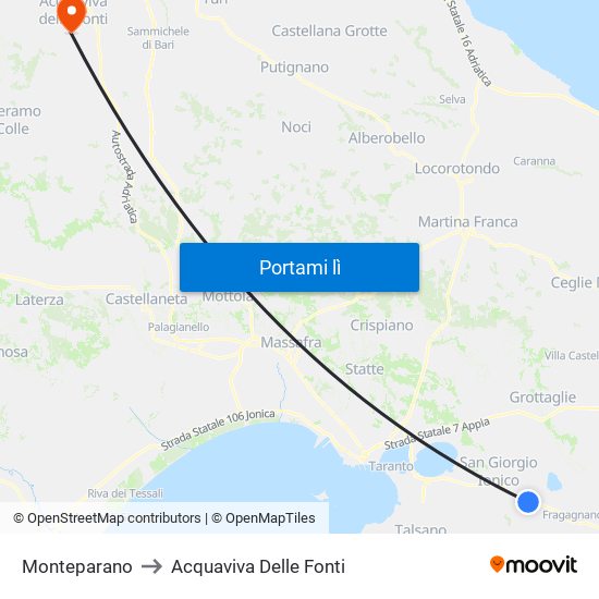 Monteparano to Acquaviva Delle Fonti map