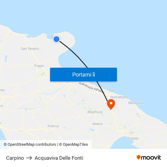 Carpino to Acquaviva Delle Fonti map
