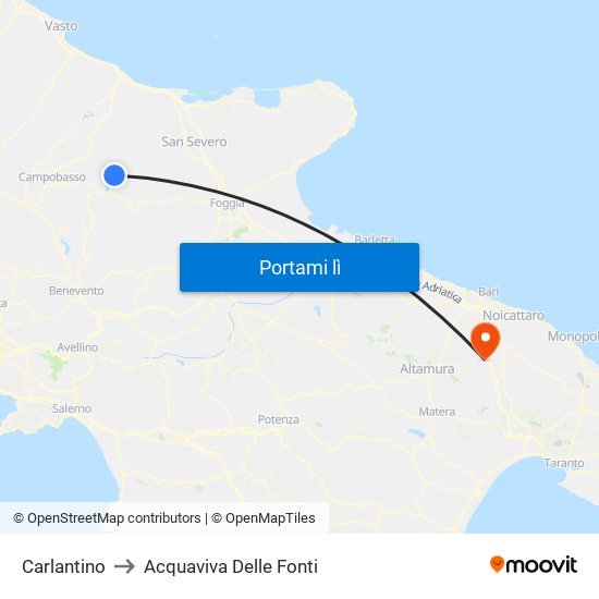 Carlantino to Acquaviva Delle Fonti map
