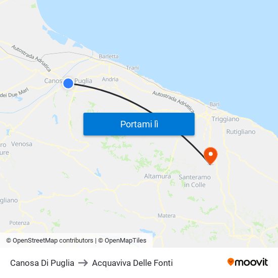 Canosa Di Puglia to Acquaviva Delle Fonti map