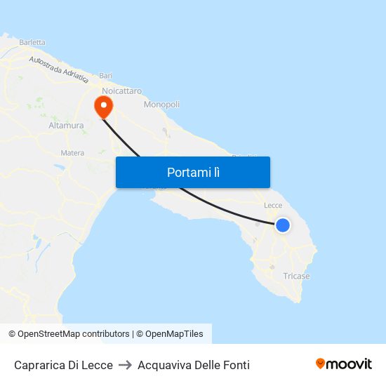 Caprarica Di Lecce to Acquaviva Delle Fonti map