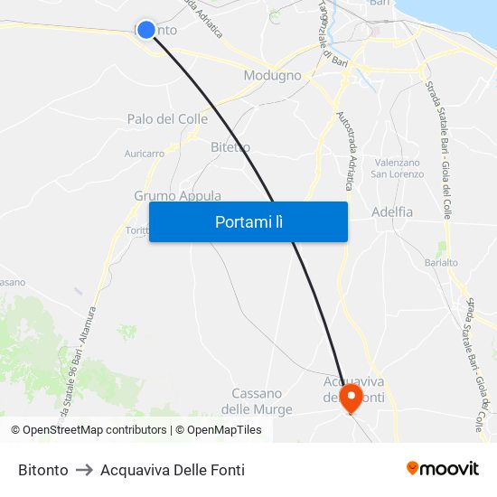 Bitonto to Acquaviva Delle Fonti map