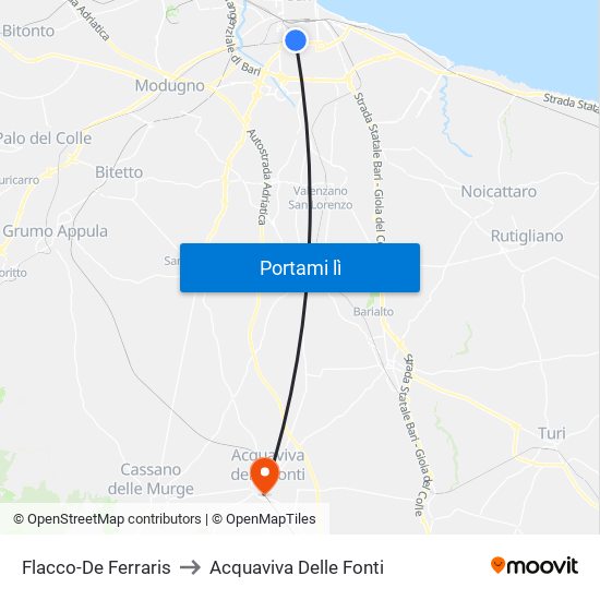 Flacco-De Ferraris to Acquaviva Delle Fonti map