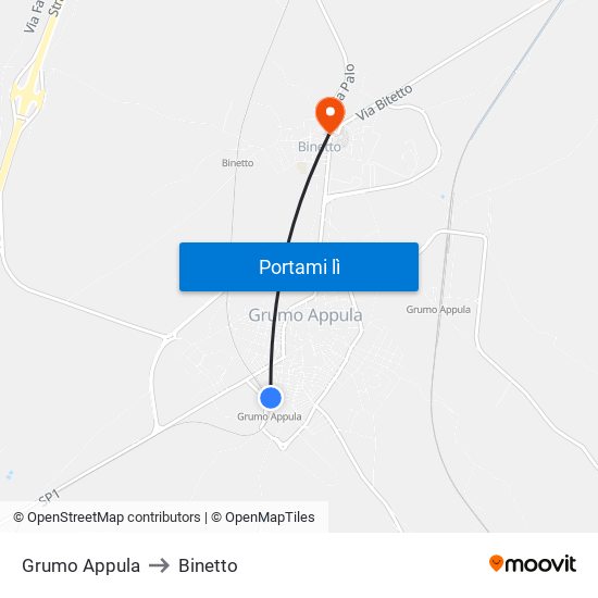 Grumo Appula to Binetto map