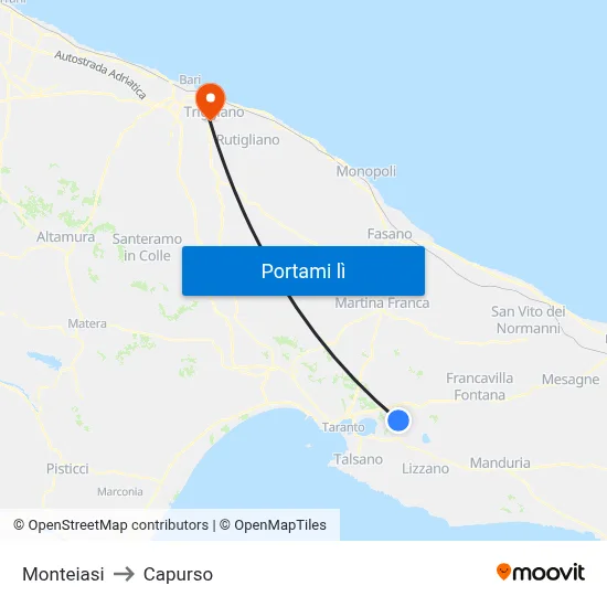 Monteiasi to Capurso map