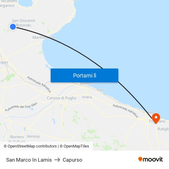 San Marco In Lamis to Capurso map